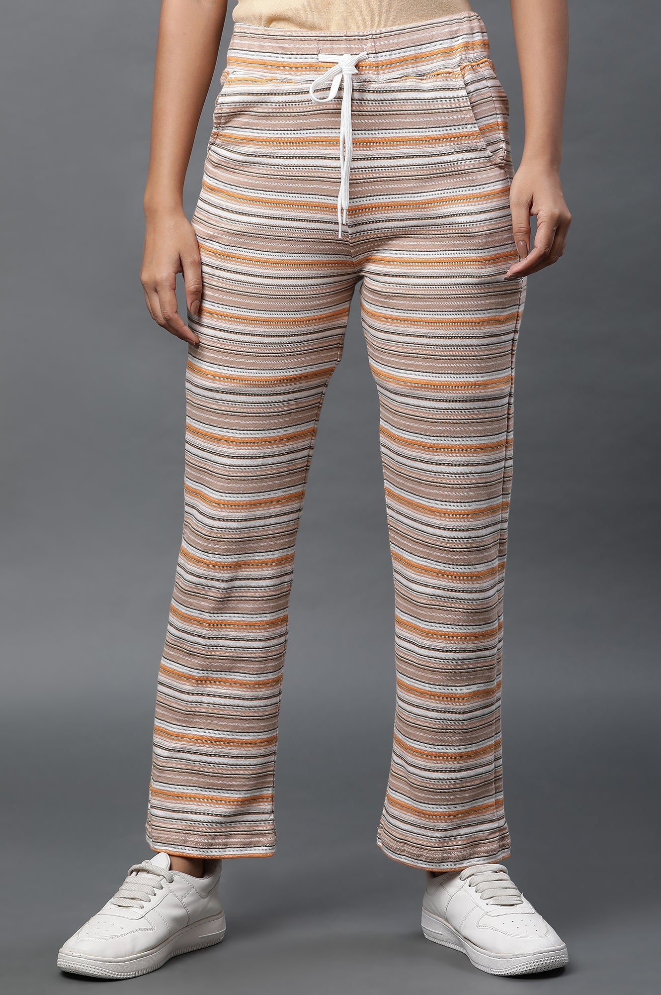 Multi-coloured Stripe Printed Lounge Wear Pants