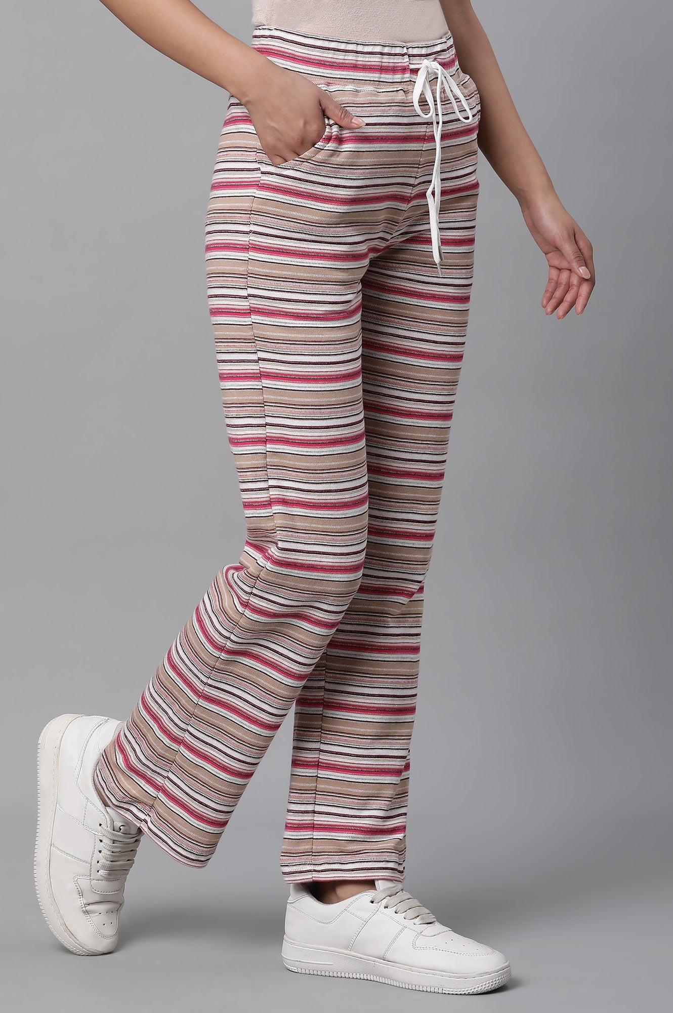 Multi-coloured Stripe Printed Lounge Wear Pants