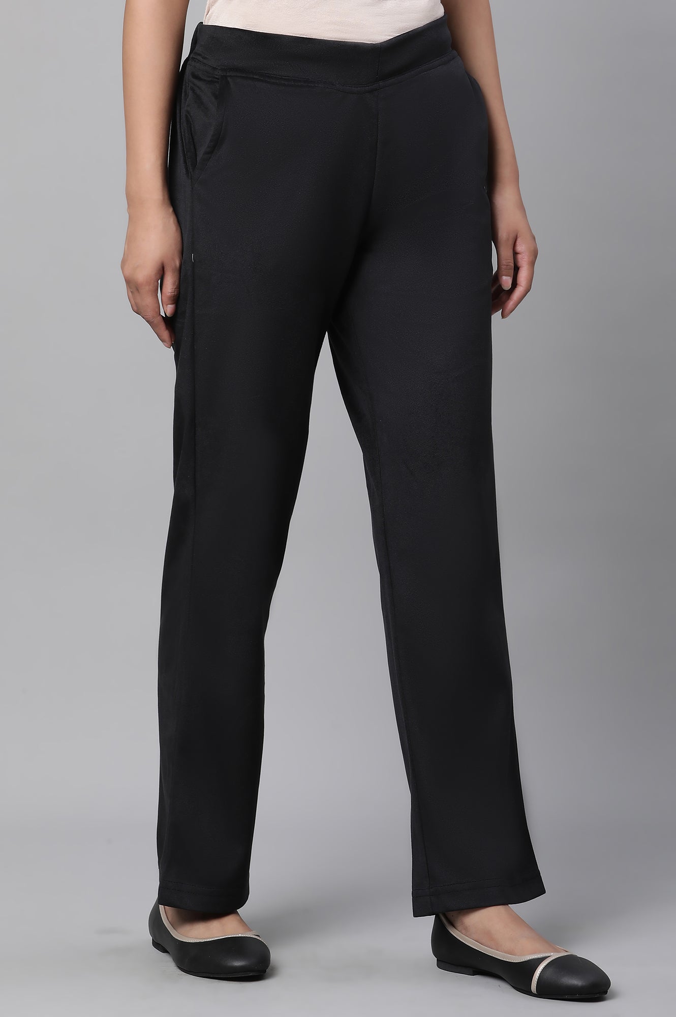 Black Velvet Straight Pants