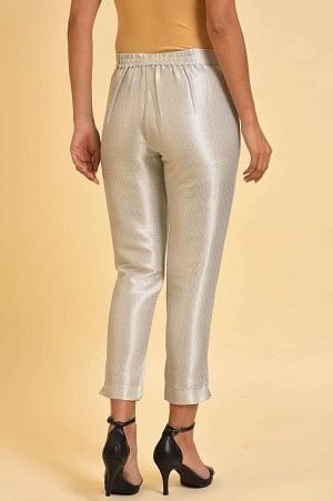 Silver Jacquard Slim Pants