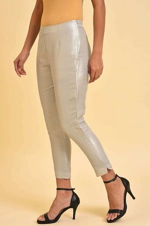 Silver Jacquard Slim Pants