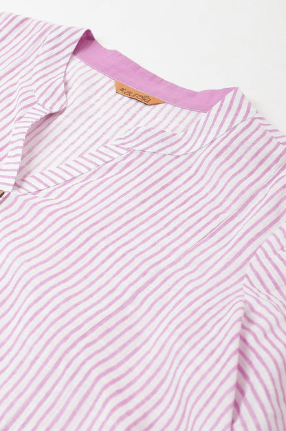 Purple Stripe Printed Straight Plus Size kurta - wforwoman
