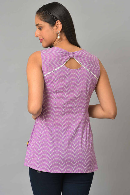 Purple Geometric Printed Sleeveless kurta