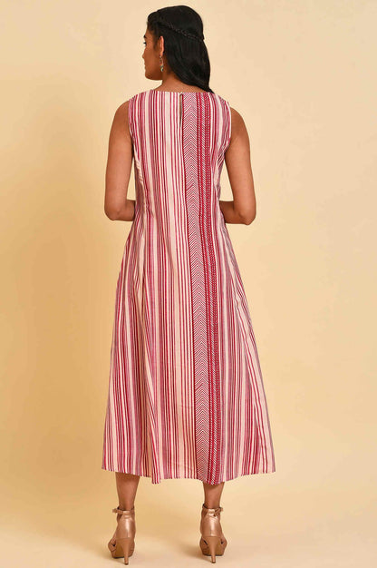 Pink Floral Gillet &amp; Striped Dress Set - wforwoman