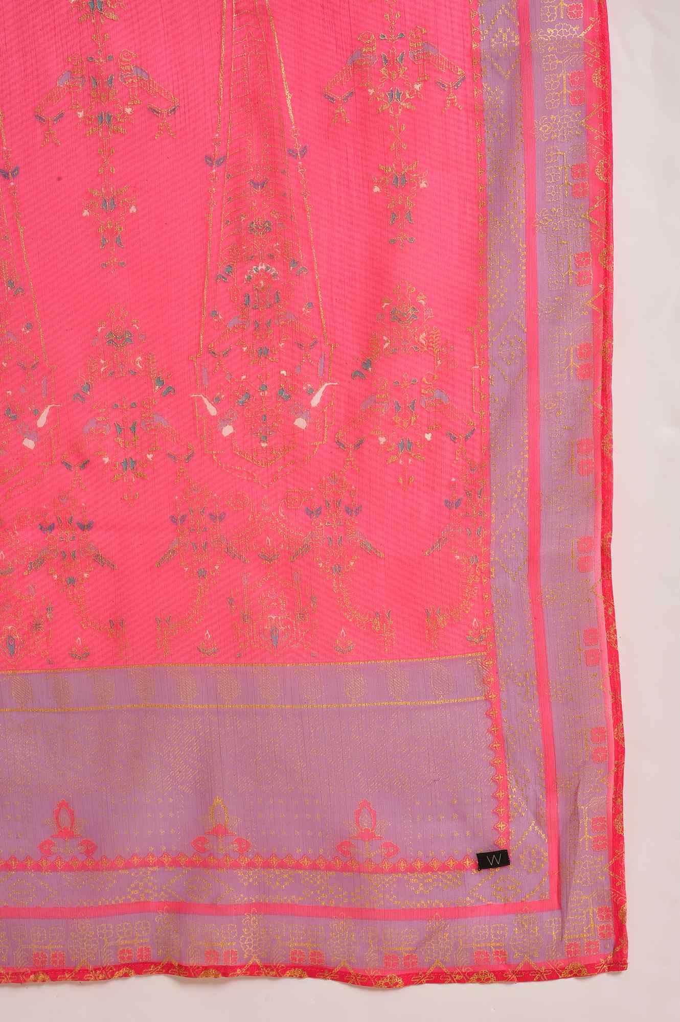 Purple Embroidered kurta, Pants And Dupatta Set