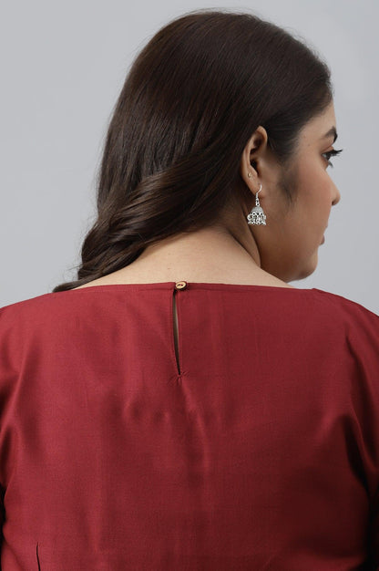 Dark Red Embroidered Plus Size kurta - wforwoman