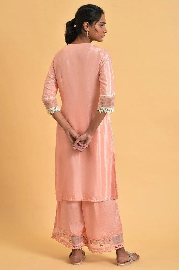 Pink Embroidered Shantun Festive kurta