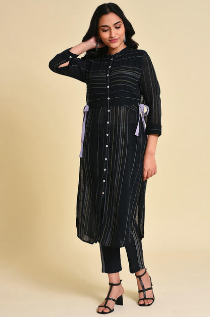 Black Mock Vest Plus Size kurta - wforwoman