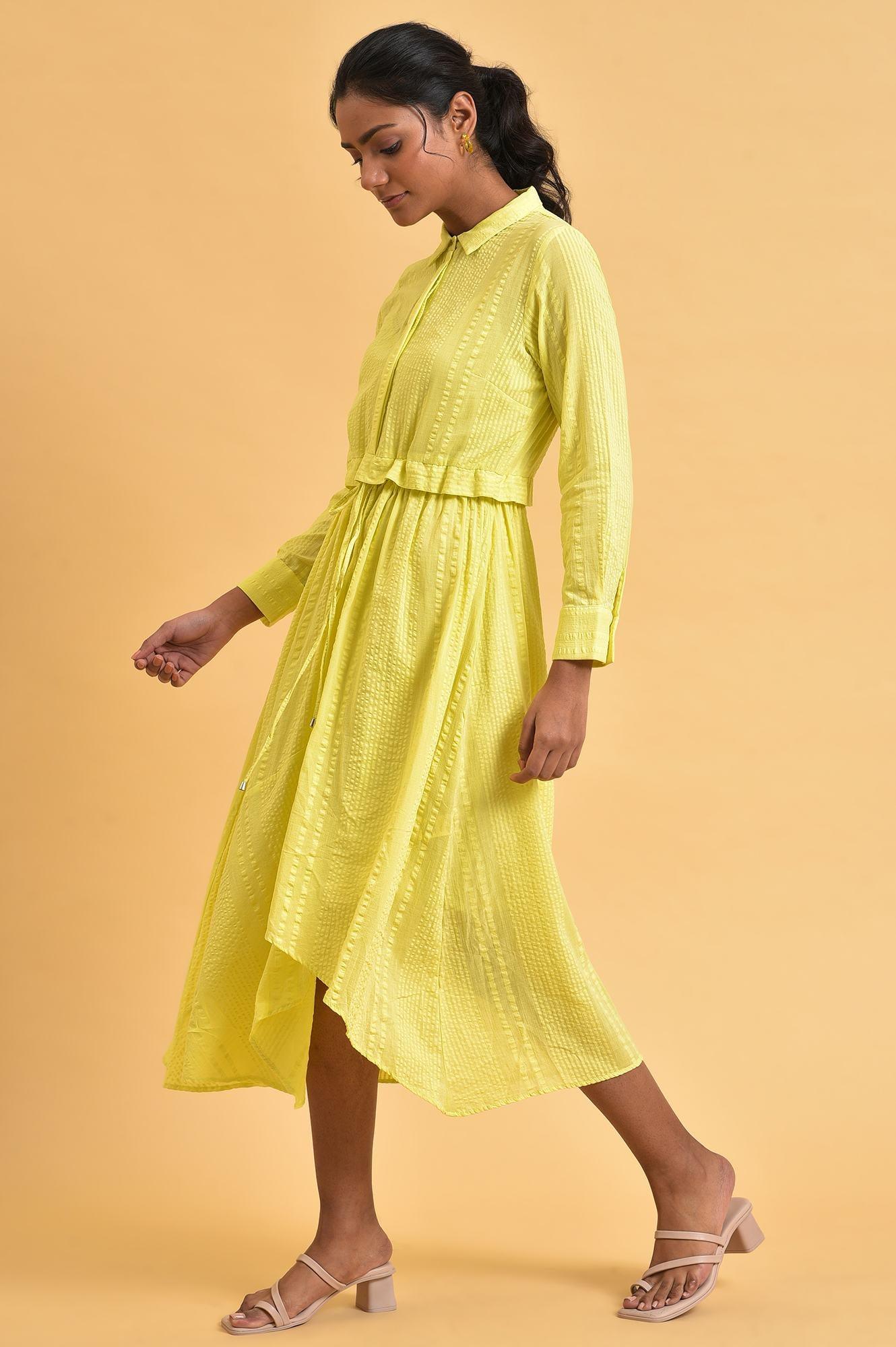 Green Gathered Shirt Collar Plus Size Dress - wforwoman