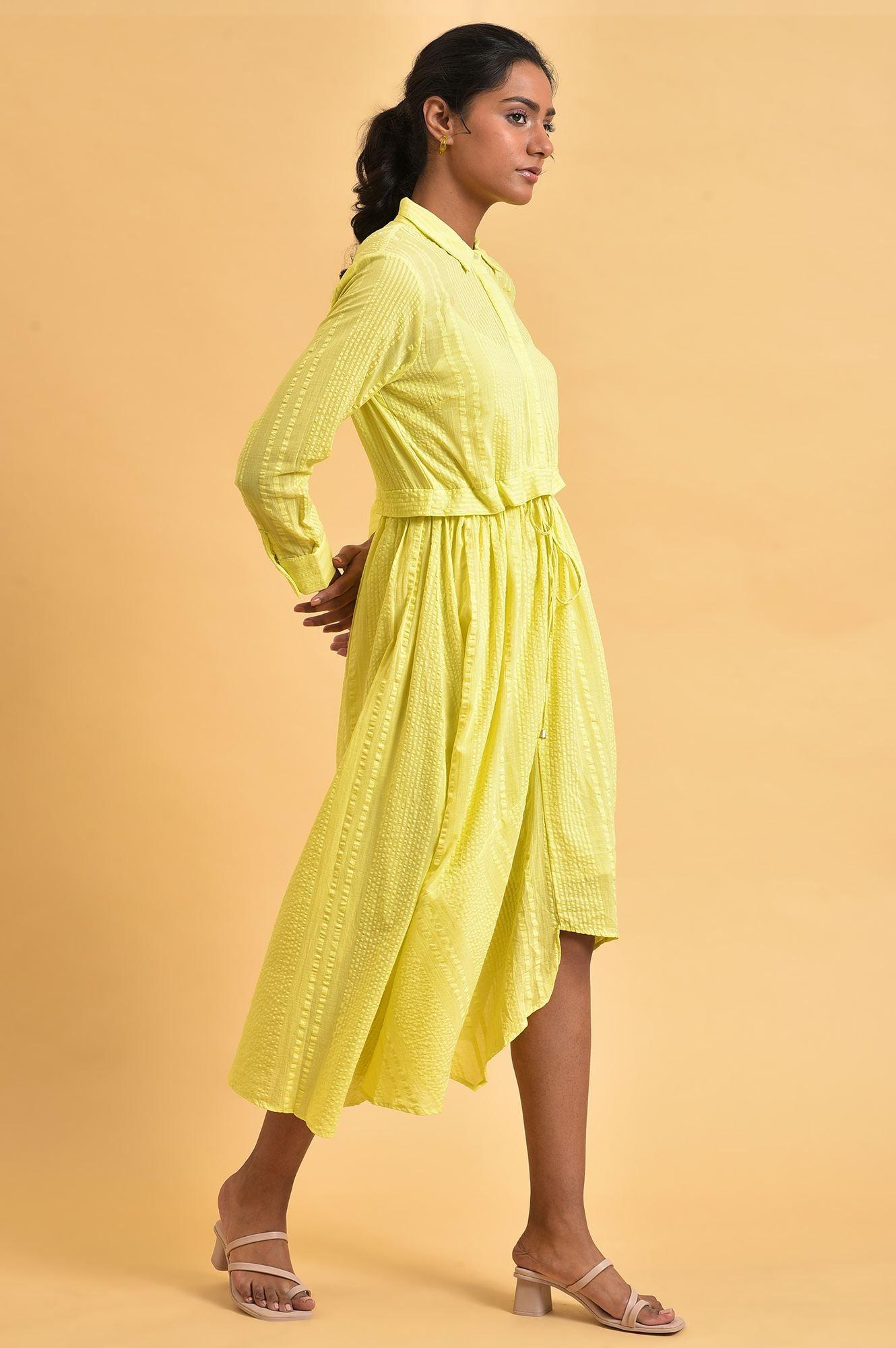 Buy Green Gathered Shirt Collar Plus Size Dress 3999 W for