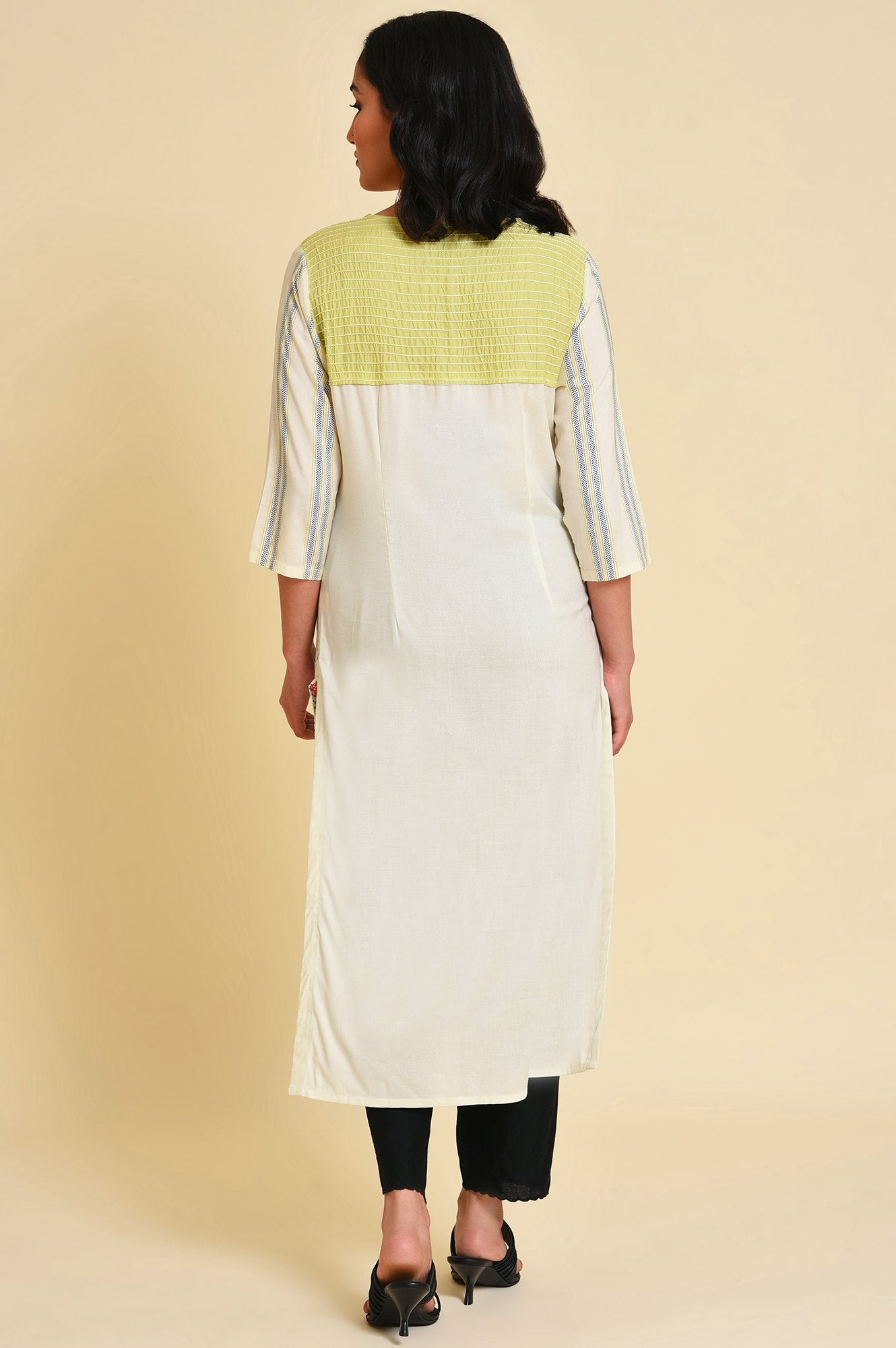 Ecru Graphic Printed kurta