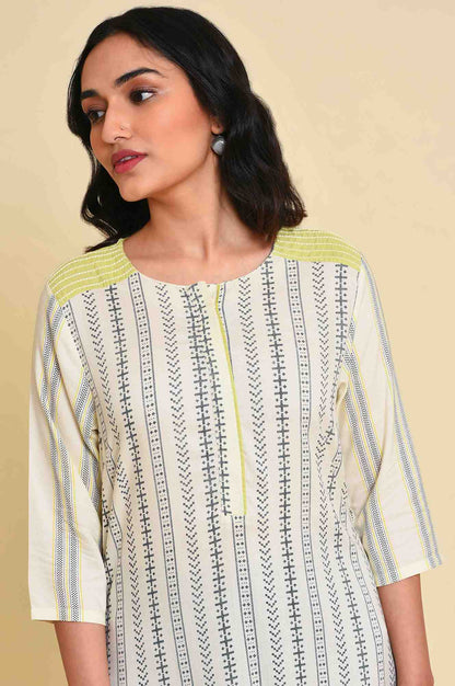 Ecru Graphic Printed kurta