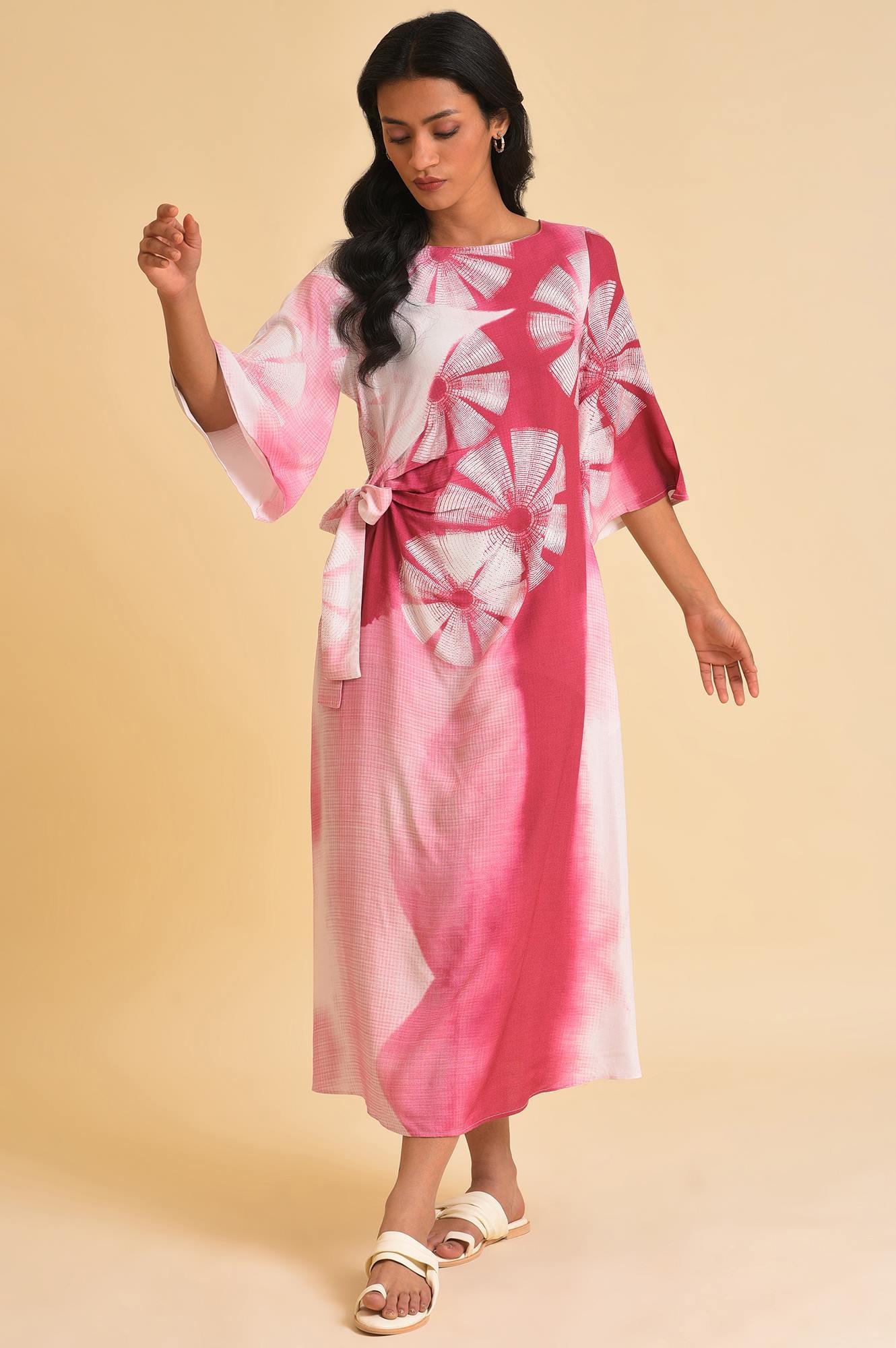 Pink Graphic Print Dress - wforwoman