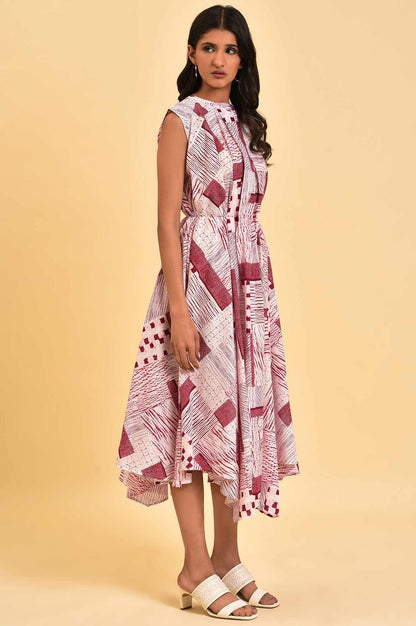 Red Abstract Printed Flared Vacay Dress - wforwoman