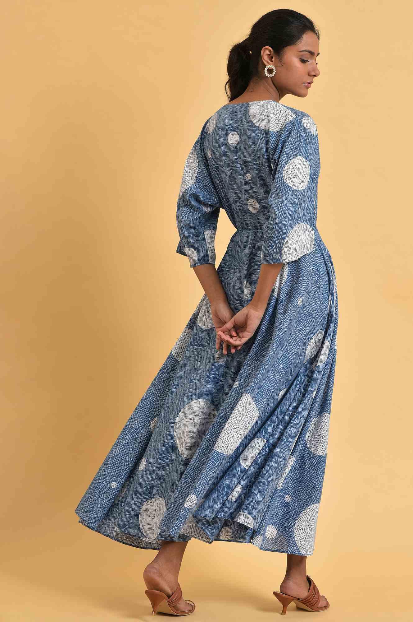 Blue Polka Play Circle Asymmetrical Dress - wforwoman