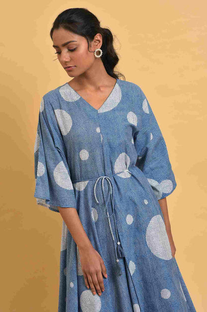 Blue Polka Play Circle Asymmetrical Dress - wforwoman