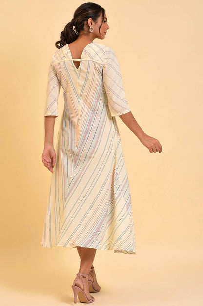 Ecru Summer Maxi Dress With Stylized Back - wforwoman