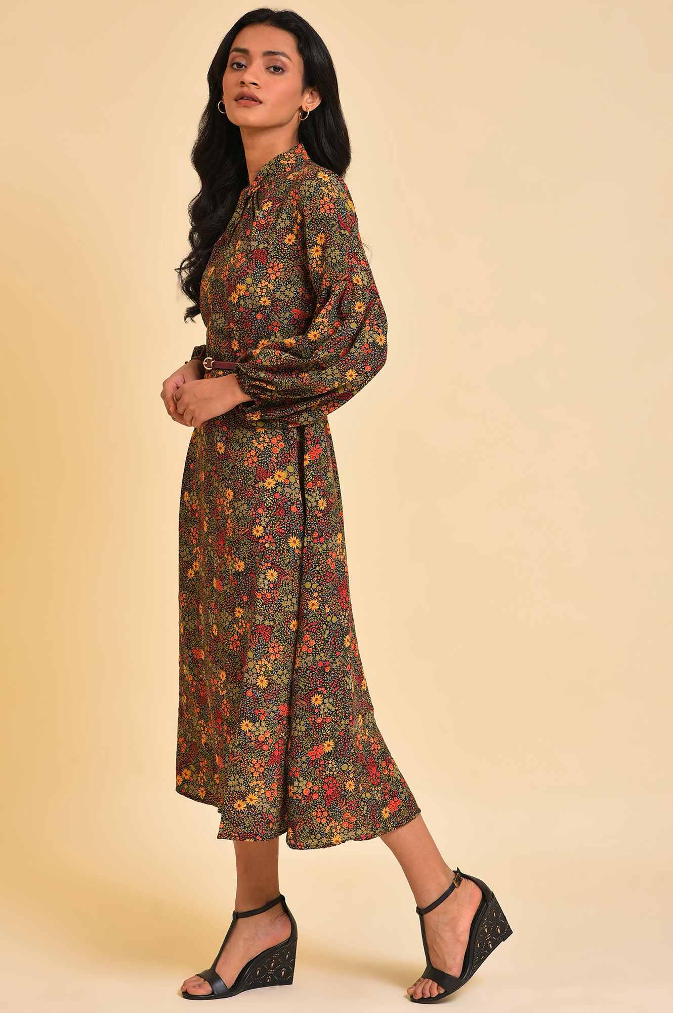 Buy Bright Multi-Coloured Floral Print Dress @ 3599 | W for woman