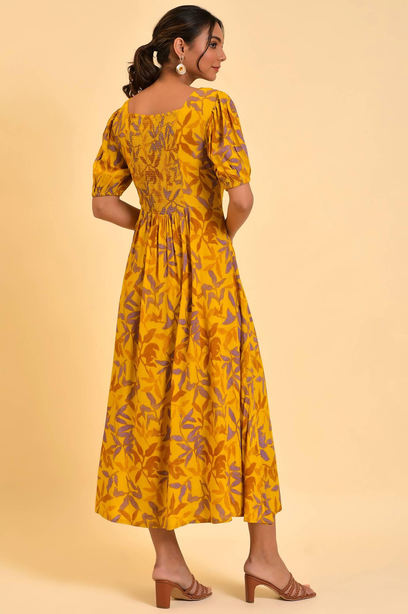 Yellow Pleated Long Summer Maxi Dress - wforwoman