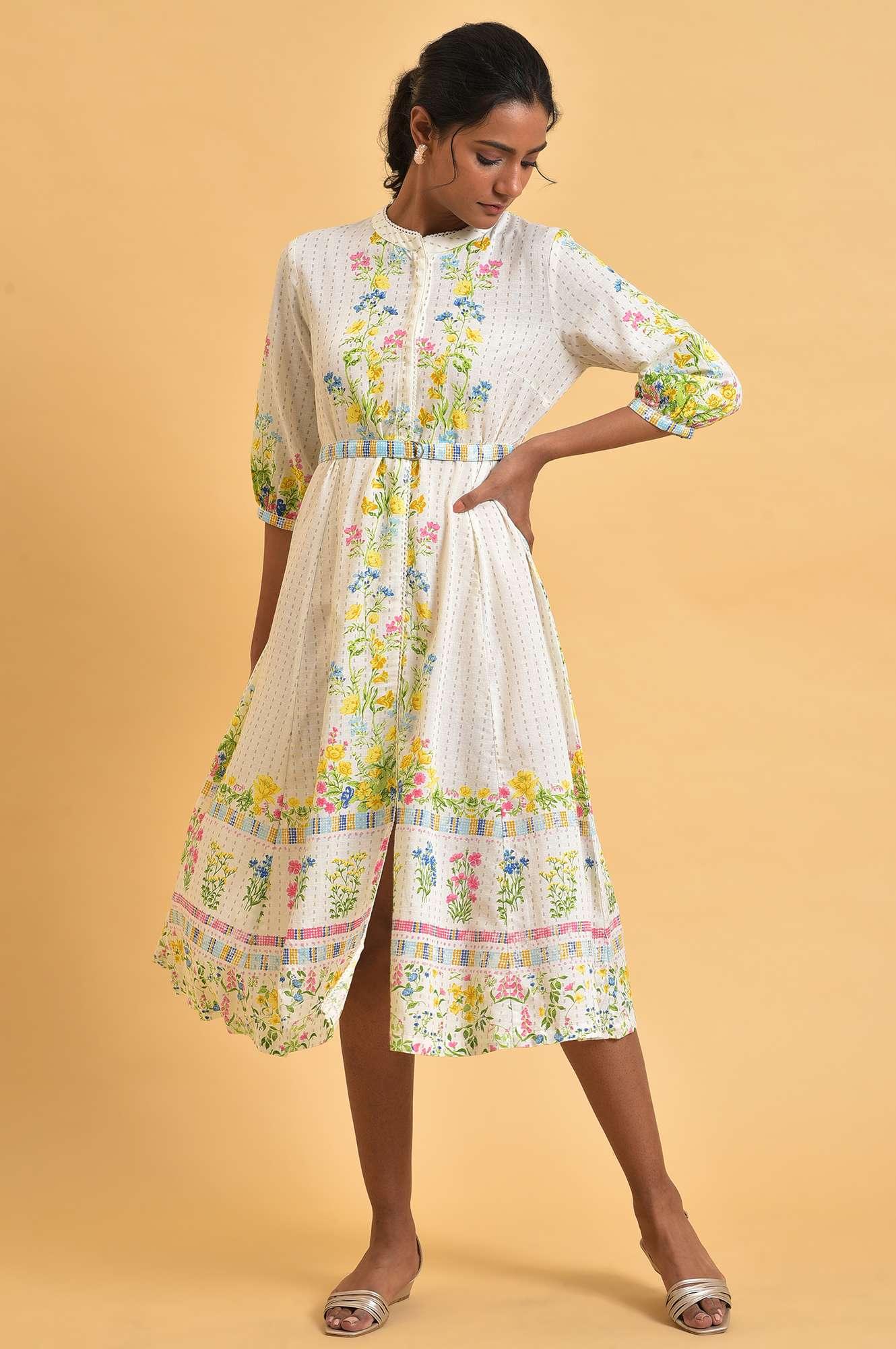 White Floral Summer Vacay Plus Size Dress - wforwoman