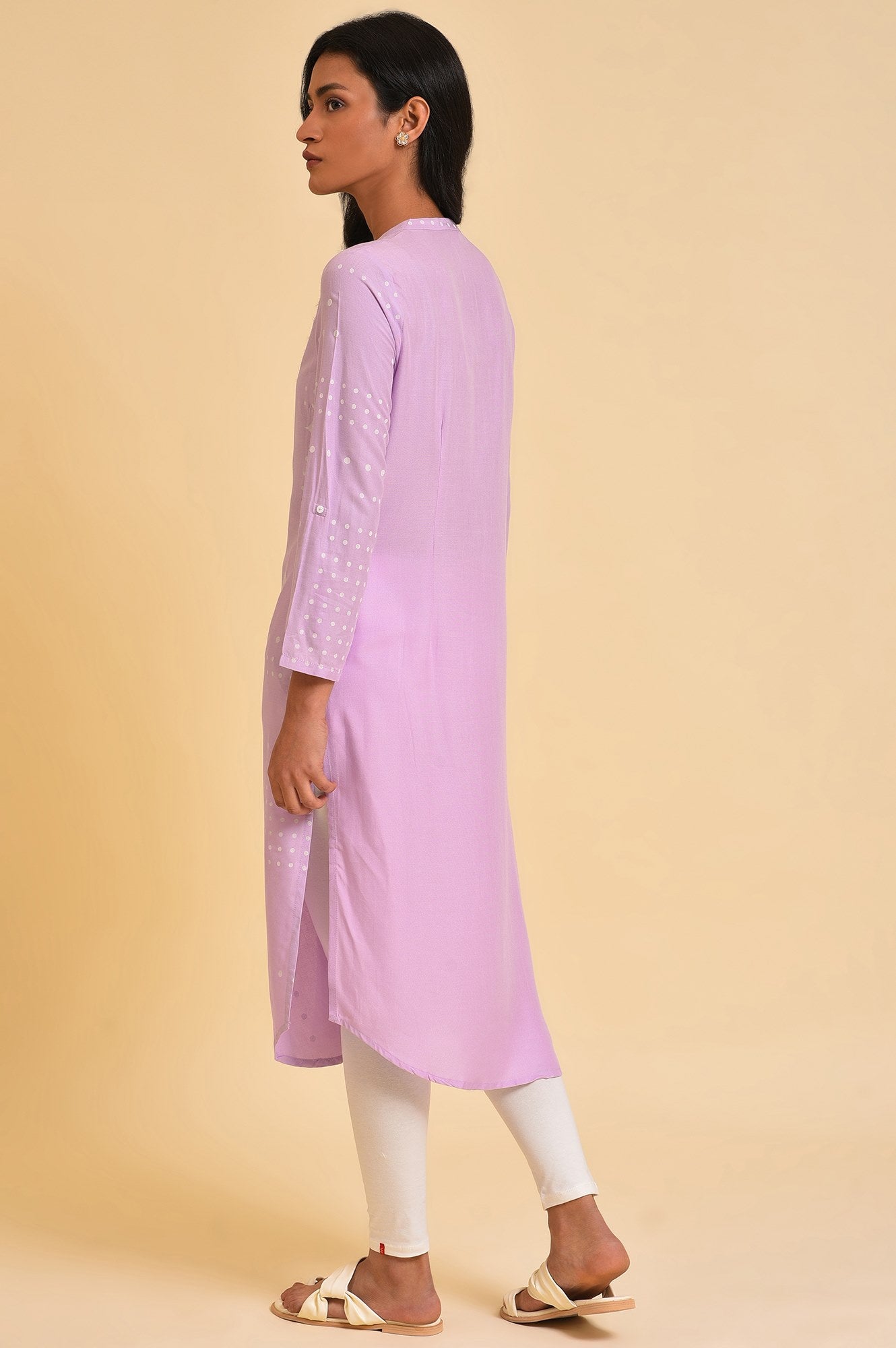 Light Purple Polka Dot Modern Kurta - wforwoman