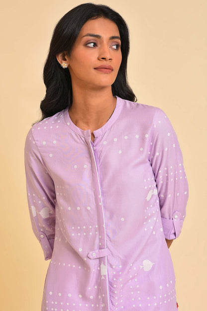 Light Purple Polka Dot Modern Kurta - wforwoman