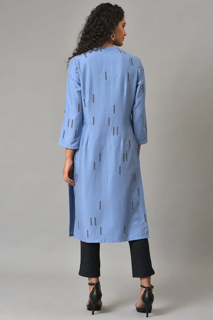 Blue Geometric Print Shirt kurta