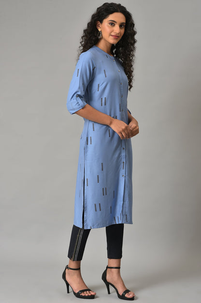 Blue Geometric Print Shirt kurta