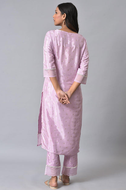 Light Purple Embroidered Plus Size kurta - wforwoman