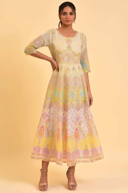 Light Yellow Printed Kota Maxi Dress - wforwoman