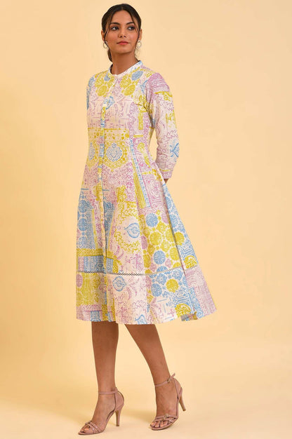 Multi-Coloured Printed Flared Dress - wforwoman