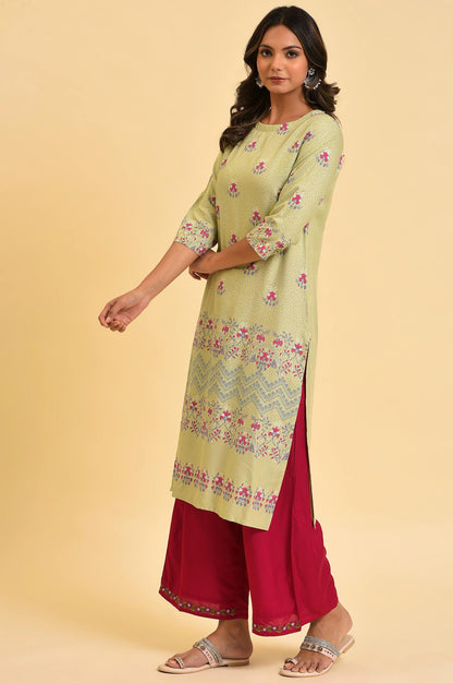 Green Floral Printed kurta