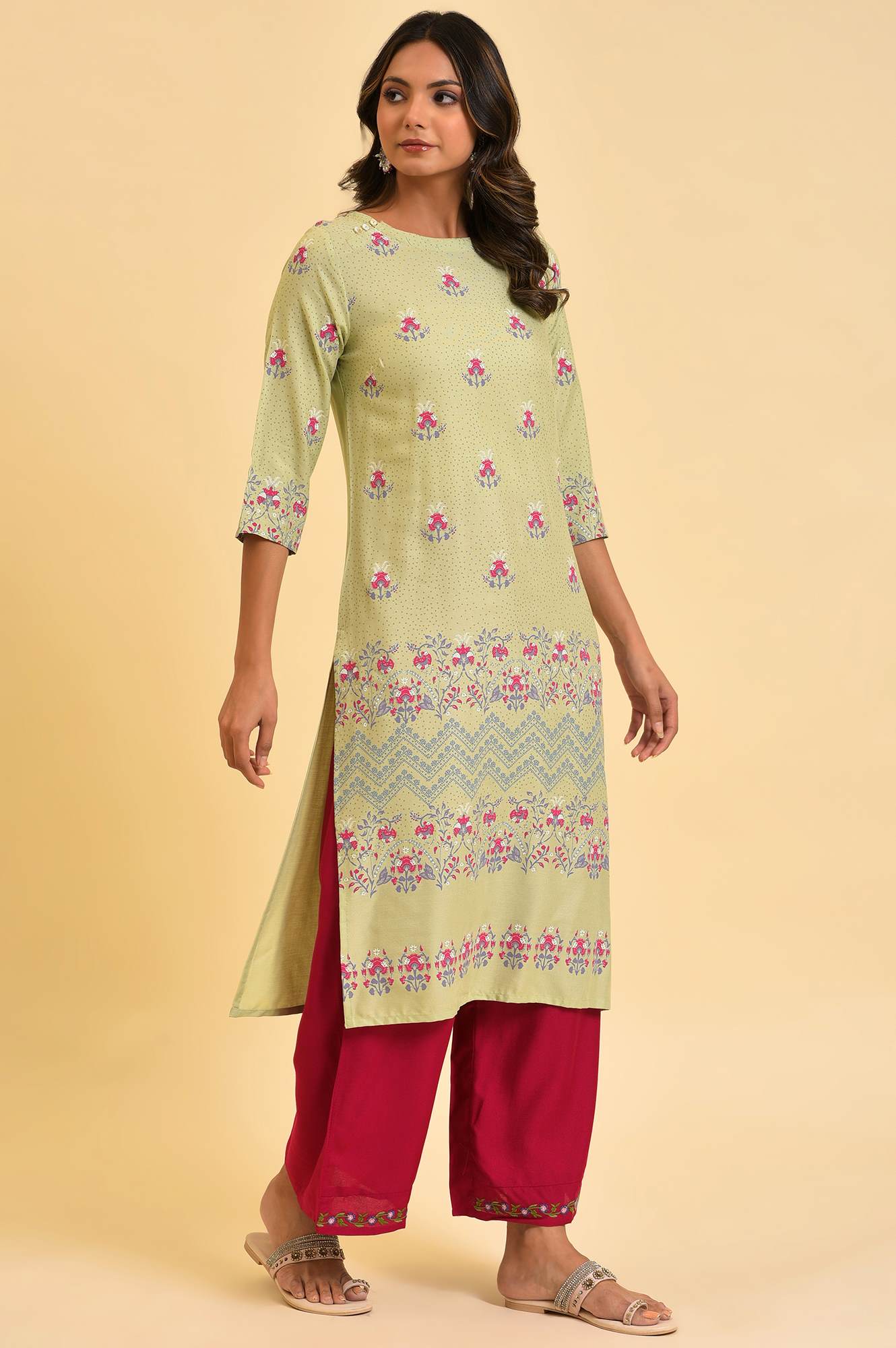 Green Floral Printed kurta