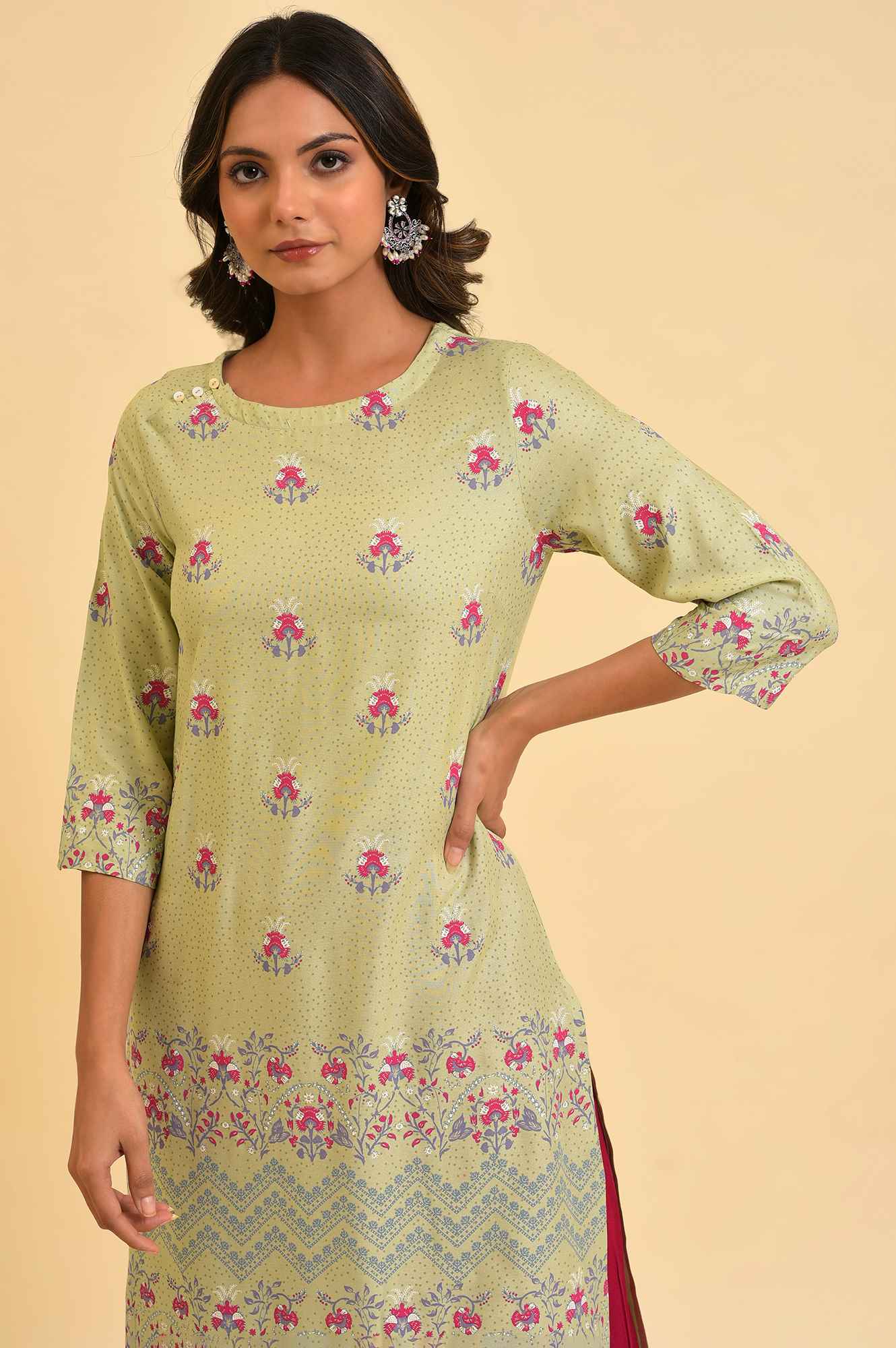 Green Floral Printed kurta