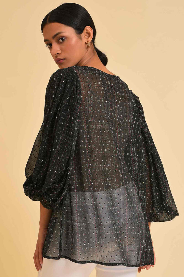 Black Georgette Textured Top