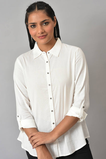 Ecru Shirt Collar Top