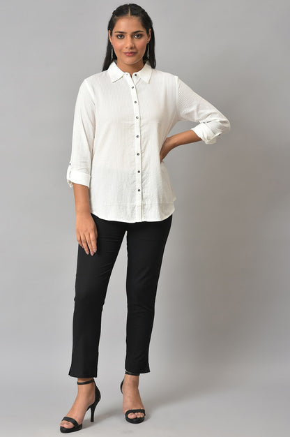 Ecru Shirt Collar Top