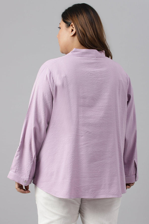 Light Purple Shirt Collar Plus Size Top