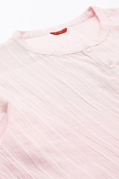 Light Pink Mandarin Collar Plus Size Top - wforwoman