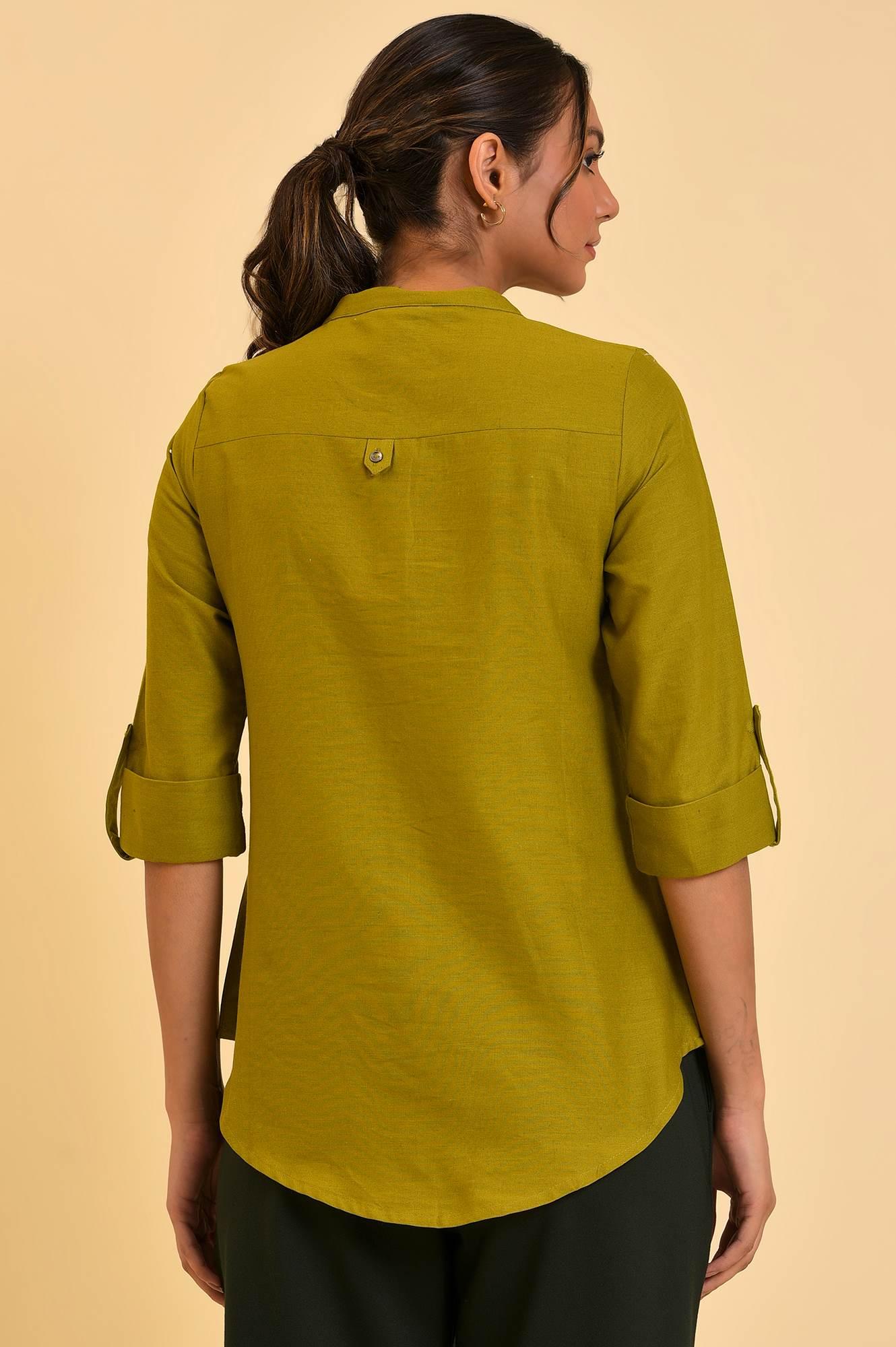 Green Cotton Flax Top - wforwoman