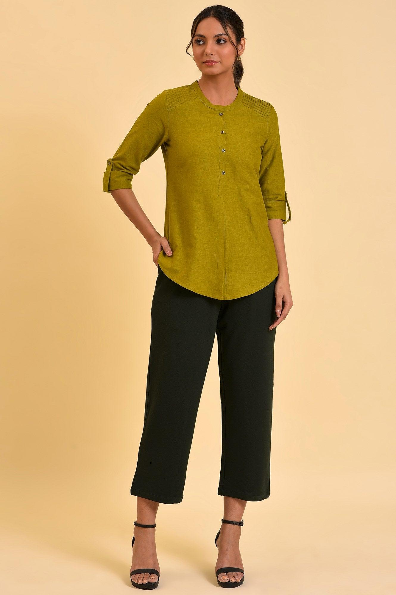 Green Cotton Flax Top - wforwoman