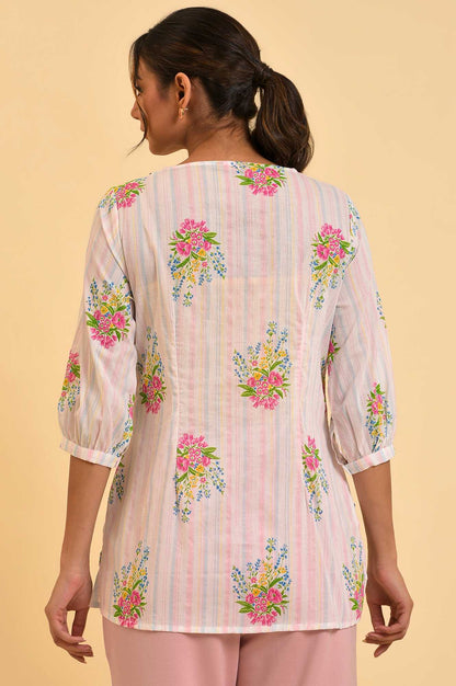 Ecru Floral Printed A-Line Top