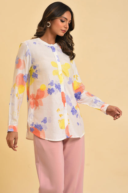 Ecru Floral Printed Summer Top