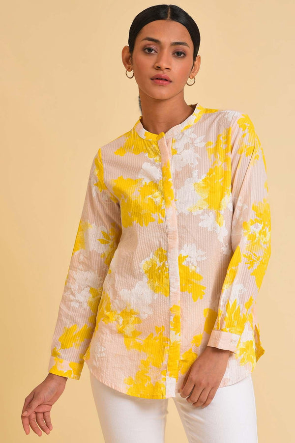 Light Pink Textured Cotton Floral Print Top