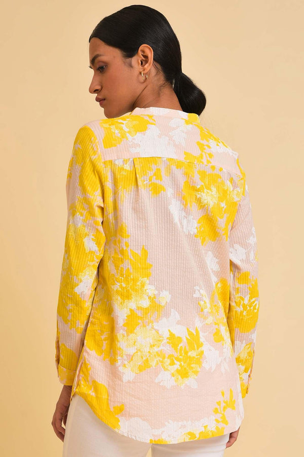 Light Pink Textured Cotton Floral Print Top