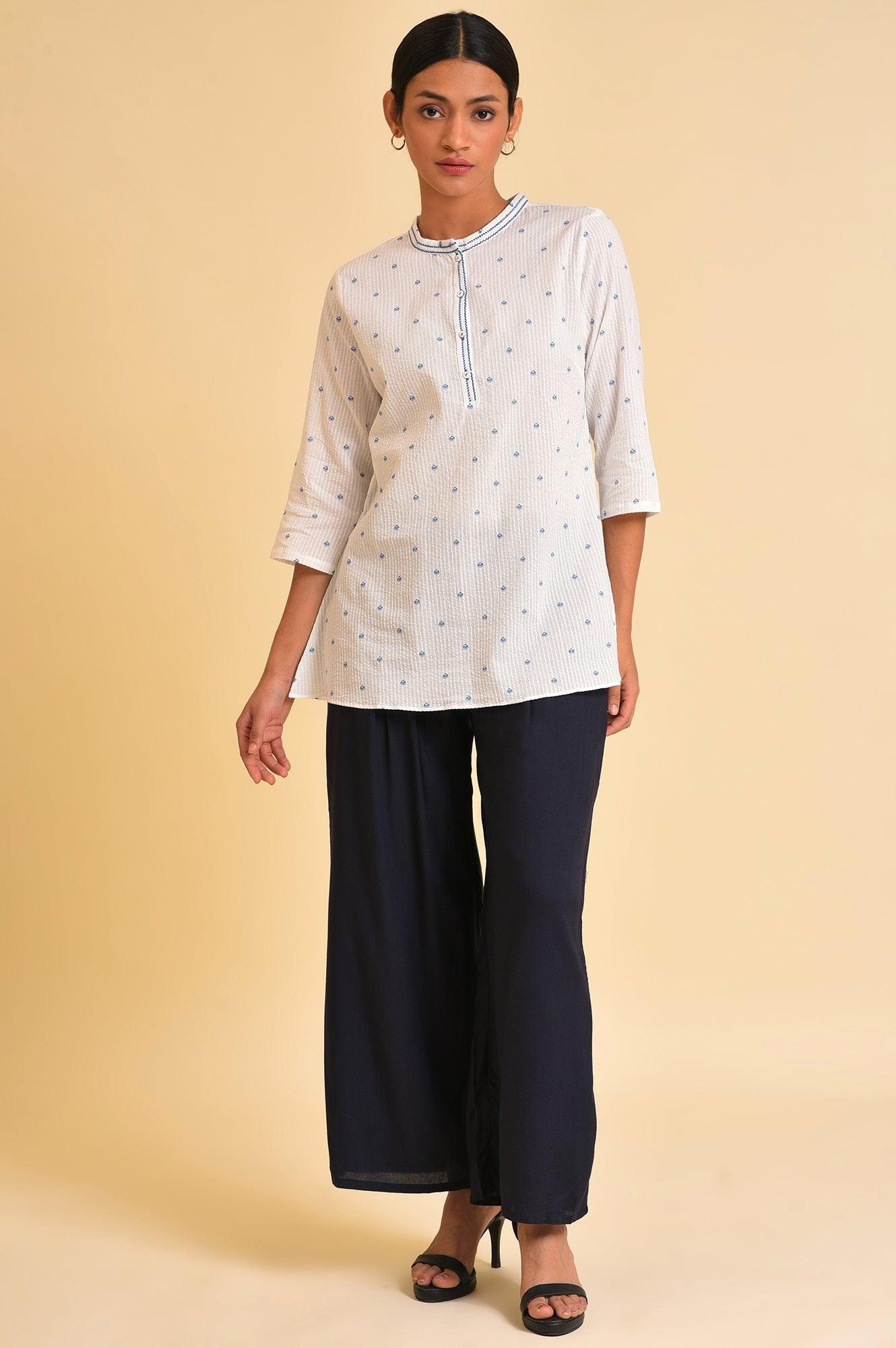 Buy Ecru Seer Sucker Printed Top @ 1699 | W for woman