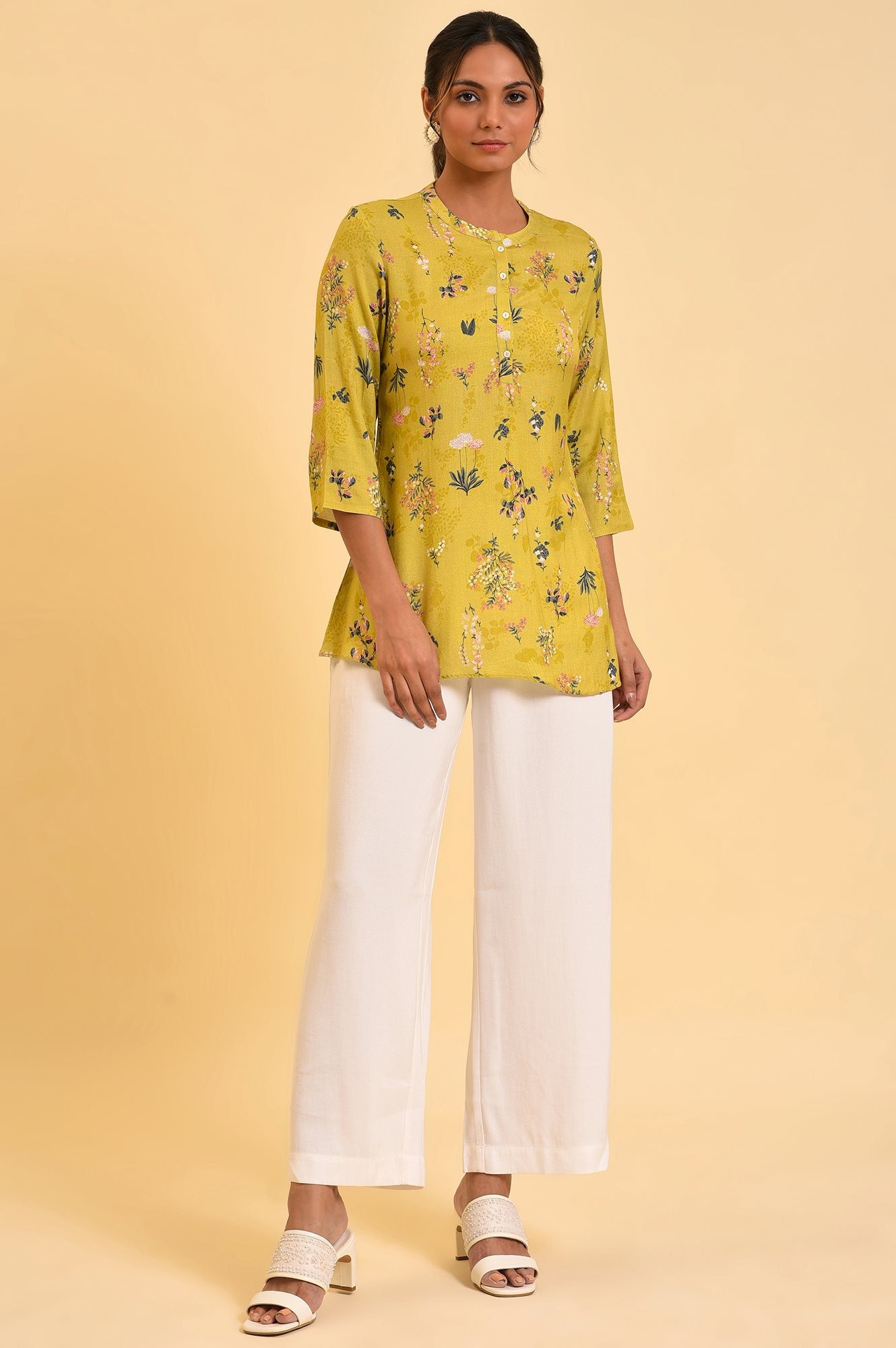 Yellow Floral Straight Top