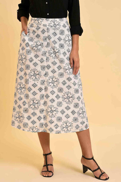 Ecru Printed Schiffli Skirt - wforwoman