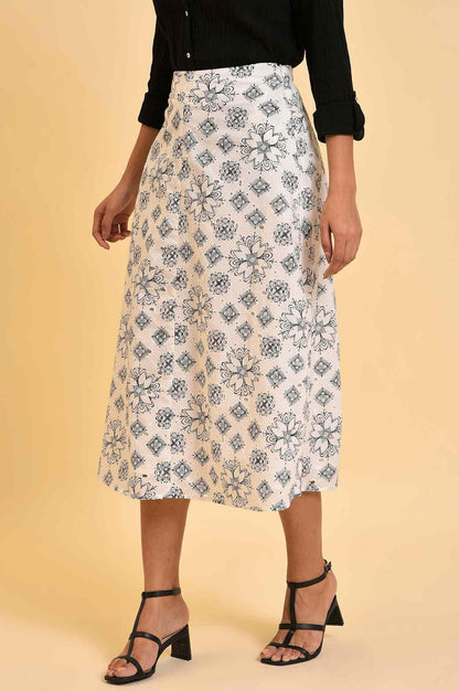 Ecru Printed Schiffli Skirt - wforwoman