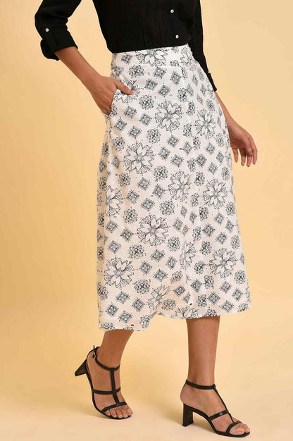 Ecru Printed Schiffli Skirt - wforwoman